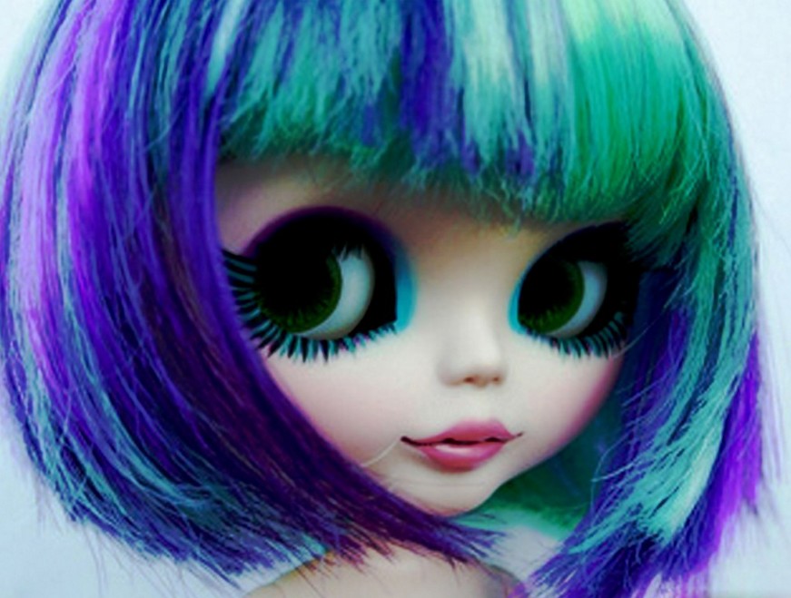 sweet barbie doll image in neon color hairstyle