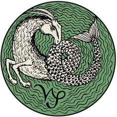 capricorn tattoo with symbol in green goat