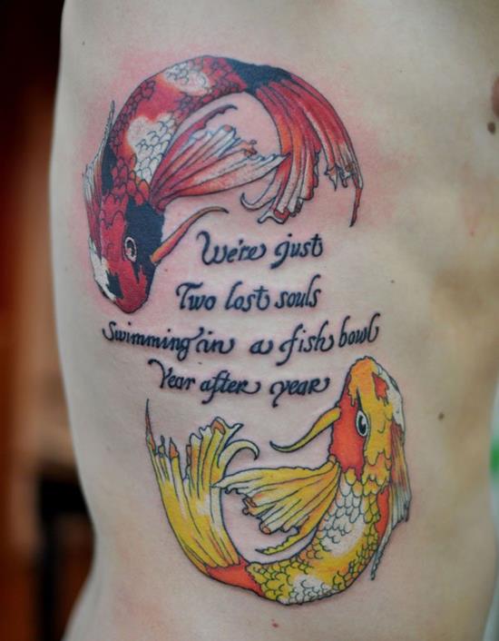pisces tattoo design with quote