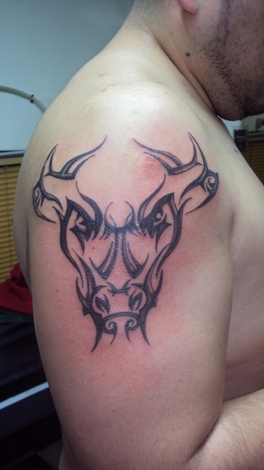 bold and shades bull tattoo design