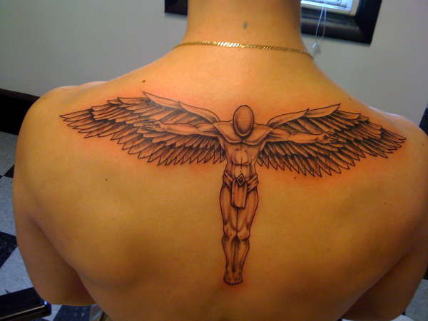 David Beckham angel tattoo on back