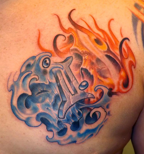 flames gemini tattoo design