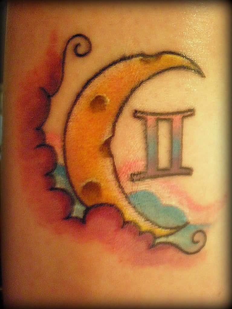 half moon gemini tattoo design