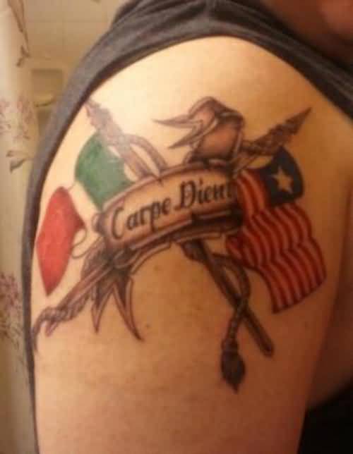 carpe diem tattoo design with flag