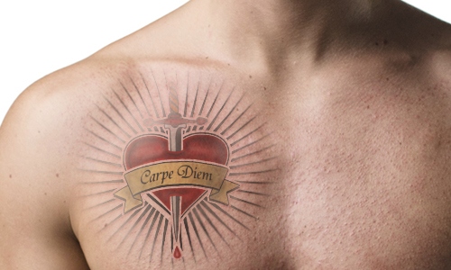 carpe diem sword through heart tattoo design