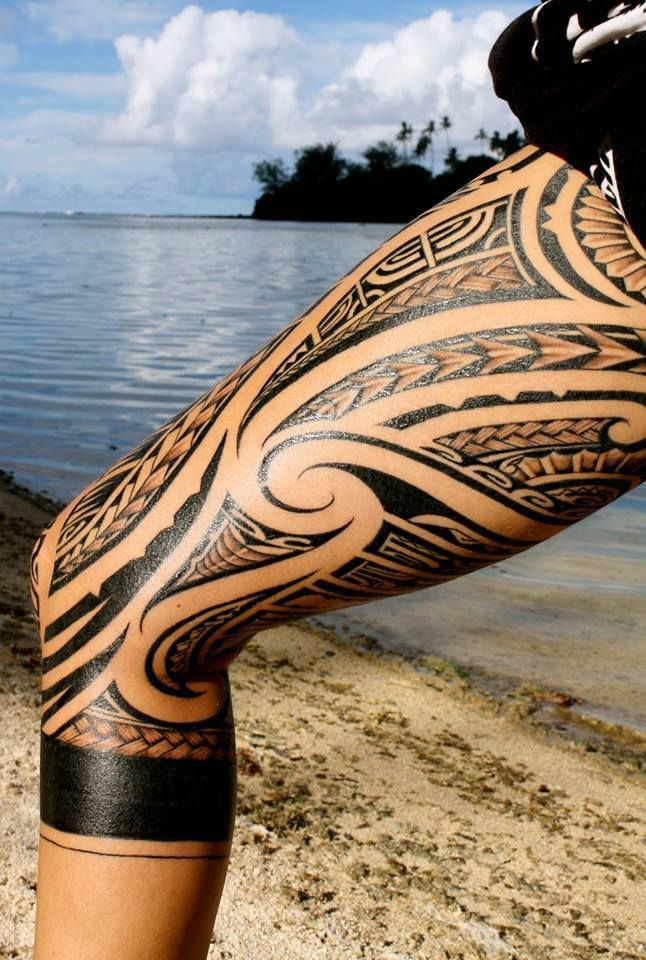 legpiece inspired by maori tattoo design