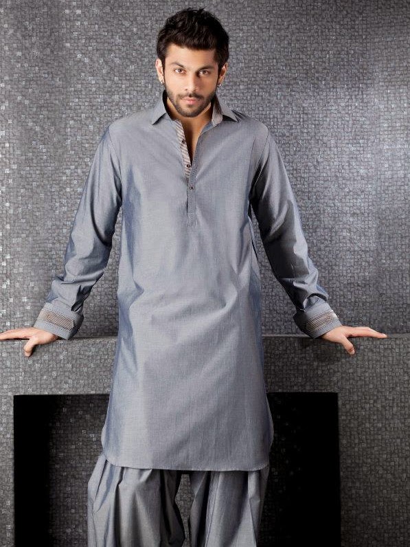 grey kurta pyjama for men