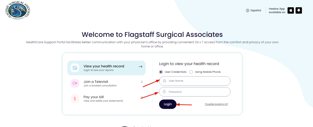 Flagstaff Surgical Associates Patient Portal