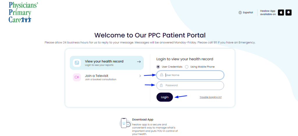 Physicians Primary Care Patient Portal