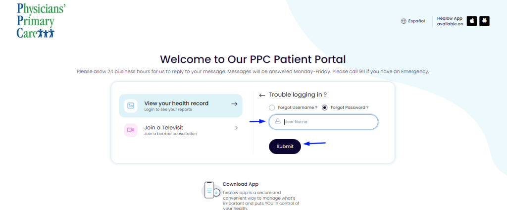 Physicians Primary Care Patient Portal