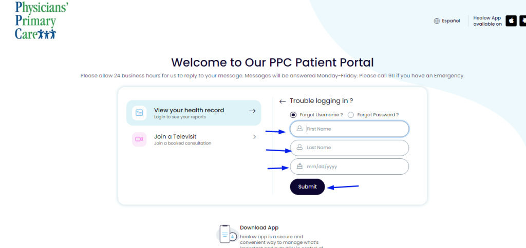 Physicians Primary Care Patient Portal