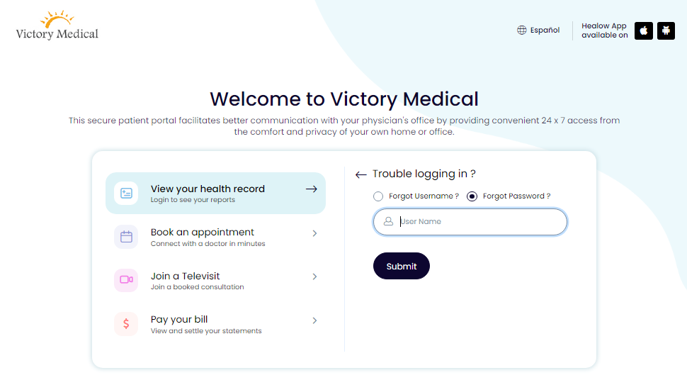 Victory Medical Patient Portal 