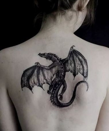 Black Dragon Spine Tattoo